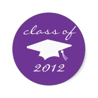 Class Of 2012 Label (Purple Graduation Cap) Round Sticker
