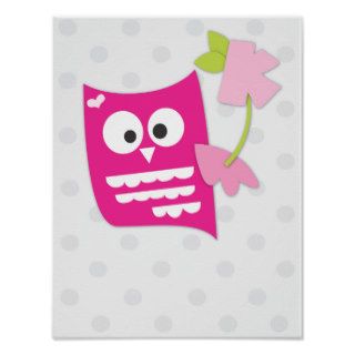 nursery wall art pink owl letter "k" print
