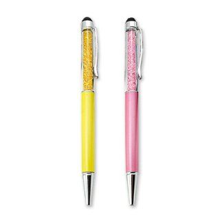 iClover 2 Pcs(Yellow+Pink) Ballpoint And Stylus Pen With Crystal For iPhone 4/4S/5/iPod Touch/iPad Mini/2/3/4/Samsung Galaxy Series/Tablet And All The Capacitive Touch Screen Device Cell Phones & Accessories