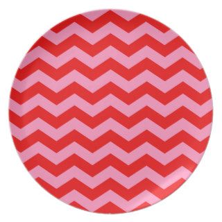 Pink and Red Chevron Pattern Dinner Plate