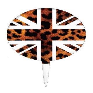 Wild Leopard Fur Pattern Jack British(UK) Flag Cake Topper
