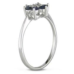 10k White Gold Sapphire and Diamond Accent Flower Ring (2/5ct TGW) Miadora Gemstone Rings