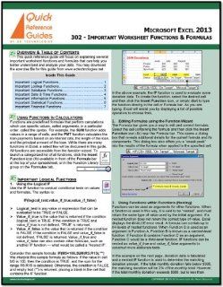 Microsoft Excel 2013 Quick Reference Guide   Important Worksheet Functions & Formulas (302)  Other Products  