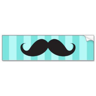 Black mustache aqua stripes funny bumper sticker