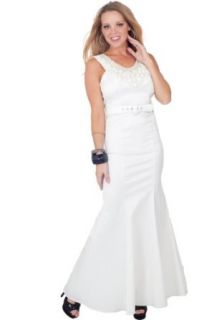 Sleeveless Scoop Neck Embellished Belted Full Length Elegant Formal Dress S M L