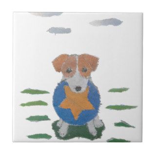 Jack Russell Asking To Throw A Frisbee Ceramic Art Tiles