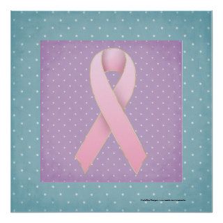 Breast Cancer Pink Ribbon Teal/Purple Poster