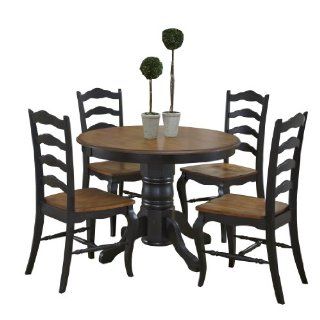 Home Styles 5519 308 The French Countryside 5 Piece Dining Set, Oak and Rubbed Black   Dining Room Furniture Sets