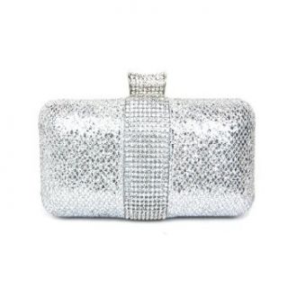 Sparkling Silver Mesh With Crystals Rhinestones Sequins Base Evening Wedding Prom Clutch By Shopluvme (Silver) Clothing