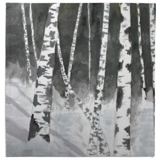 Birch trees painting gifts cloth napkin