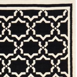 Moroccan Dhurrie Black/Ivory Rectangular Wool Rug (4' x 6') Safavieh 3x5   4x6 Rugs