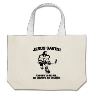 Jesus Saves Hockey funny tshirt Tote Bags