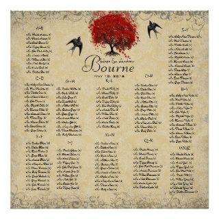 Red Heart Tree  100 to 150 guests   alphabetical Posters