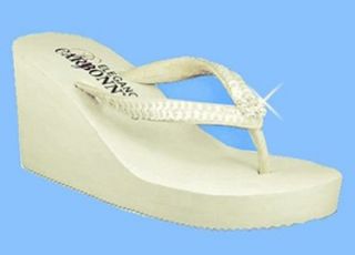 Ivory Size 11   Breeze Bridal Flip Flop Wedding Sandal with Sequins and Rhinestones Shoes