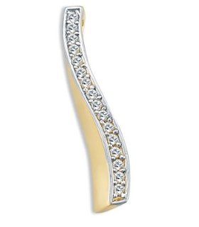 CZ Slide Bezel Dangle Pendant 14k Yellow Gold Charm Cubic Zirconia Jewel Tie Jewelry