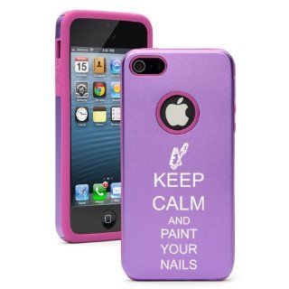 Apple iPhone 5 5S Purple 5D1401 Aluminum & Silicone Case Cover Keep Calm and Paint Your Nails Cell Phones & Accessories