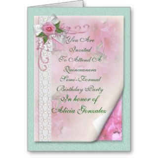 15th Quinceanera  Birthday party invitation  rose Card