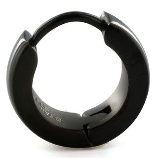 Blackplated Stainless Steel Star Print Hoop Earrings West Coast Jewelry Men's Earrings