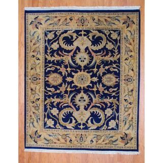 Indo Hand knotted Blue/ Gold Oushak Wool Rug (8' x 10') 7x9   10x14 Rugs
