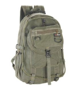Casual Canvas School Outdoor Travel Backpack Two Straps 047 (Green) Clothing