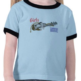 Girls Rock Guitar Funny Funny Cool Ringer T shirts