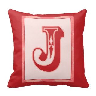 Raspberry Plaid Letter "J" Monogrammed Pillow