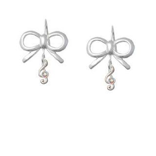 Mini Silver Clef with AB Crystal Silver Layla Bow French Earrings Delight & Co. Jewelry