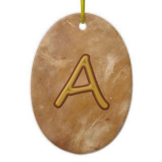 Golden Alphabet A AA AAA  Vintage Base Ornament