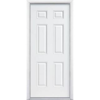 Masonite 6 Panel Primed Smooth Fiberglass Entry Door with Brickmold 48071