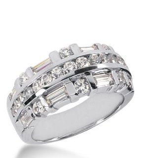 18k Gold Diamond Anniversary Wedding Ring 21 Round Brilliant, 8 Straight Baguette Diamonds 1.95 ctw. 298WR134418K Wedding Bands Wholesale Jewelry