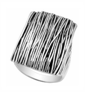 JanKuo Jewelry Silver Tone Woman Large Size Antique Silver Color Cocktail Ring with Gift Box Jewelry