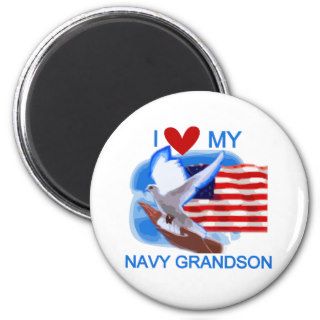 I Love My US Navy Grandson Fridge Magnets