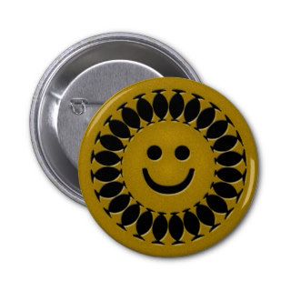 GOLD SUNSHINE SMILEY FACE PINBACK BUTTONS