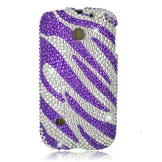Eagle Cell PDHWM865S326 RingBling Brilliant Diamond Case for Huawei M865/Ascend 2/Prism   Retail Packaging   Purple Zebra Cell Phones & Accessories
