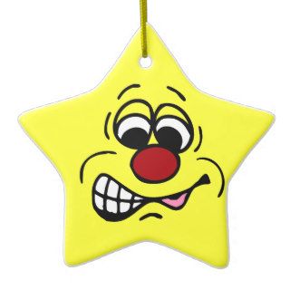 Disgruntled Employee Smiley Face Grumpey Christmas Ornaments