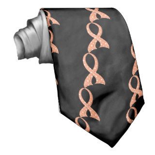 Polka Dot Peach Ribbon Uterine Cancer Neck Tie