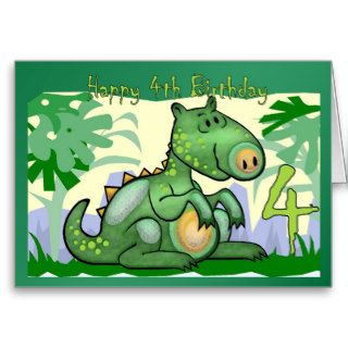 Happy Birthday Dinosaur Card 4th Birthday