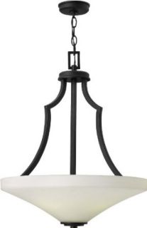Hinkley 4193TB Spencer   Four Light Foyer, Textured Black Finish with Etched/Painted White Glass   Chandeliers  