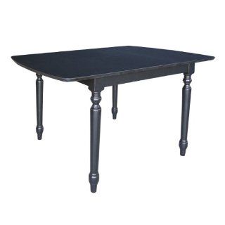 International Concepts K46 T36X 330T Dining Table, Butterfly Extension with Turned Style Leg, Black  