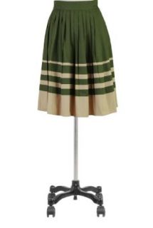 eShakti Women's Colorblock stripe poplin skirt 1X 16W Regular Loden/khaki