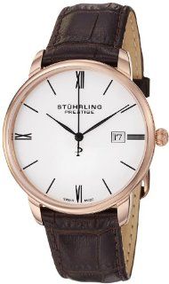 Stuhrling Prestige Men's 307L.334K2 Prestige Swiss Made Kingston Quartz Date Ultra Slim Brown Watch Watches