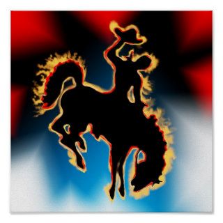 Western Rodeo Bucking Bronco Horse and Cowboy Poster
