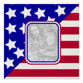 patriotic Stars and stripes photo frame Posters