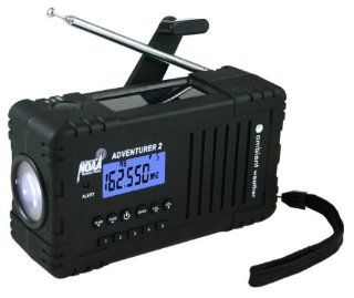 Ambient Weather WR 335 ADVENTURER2 Emergency Solar Hand Crank AM/FM/SW/WB Weather Alert Radio, Flashlight, Siren, Smart Phone Charger  