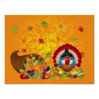 Thanksgiving Day Fall Bountiful Harvest Cornucopia Poster