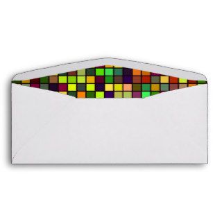 Shades Of Autumn Multicolored Squares Pattern Envelopes
