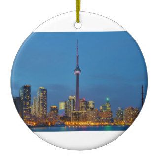 Toronto Ontario Canada Skyline At Night Christmas Tree Ornament