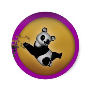 Cute panda bear cartoon kids round stickers