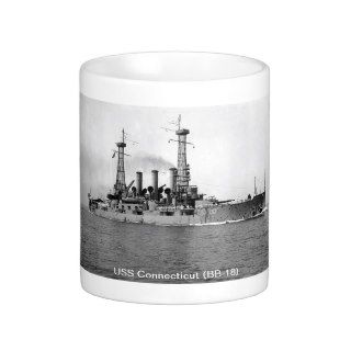 WW1 Navy Ship USS Connecticut (BB 18) Coffee Mugs