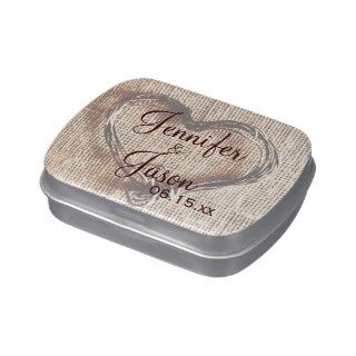 Rustic Country Wedding Favor Mint Personalized Tin Jelly Belly Candy Tins